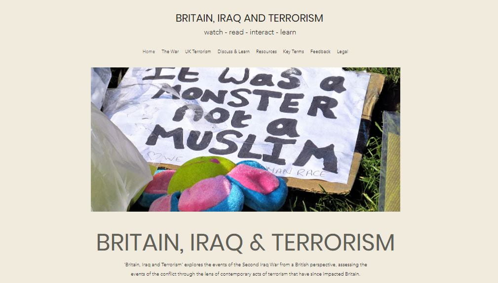 Screenshot of Britain, Iraq and Terrorism website