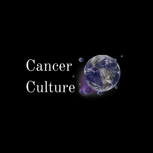 Image shows a picture of planet earth with cancerous cells in orbit and a title reading: 'Cancer Culture'
